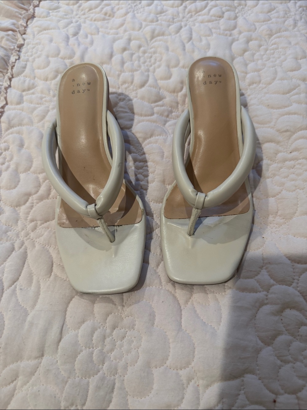 a new day Women's White Square-Toe Thong Sandals